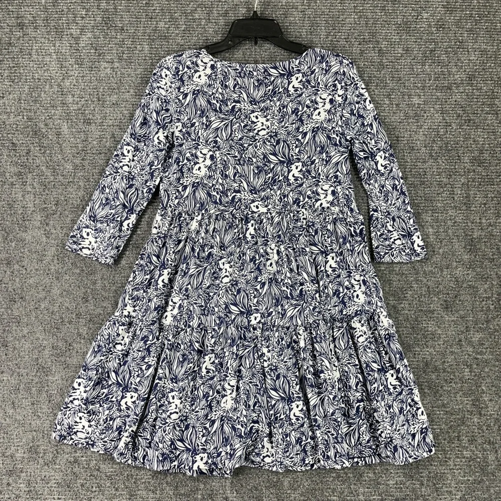 Lilly Pulitzer Womens S Floral Tiered Cotton Dress Boho Coastal Chic Resortwear - Picture 4 of 11